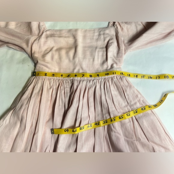 MABLE Soft pink LONDYN balloon sleeve‎ open back skater mini dress size S - Picture 15 of 16